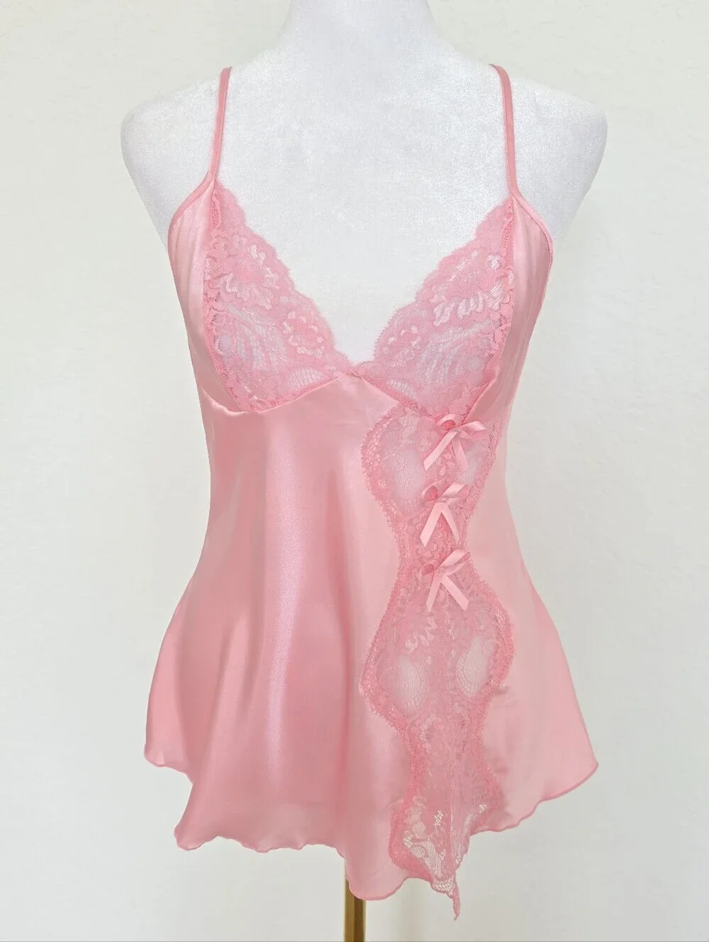 Y2K Pink Lace Slip Chemise | Open Back | Fairycore Coquette | Size S